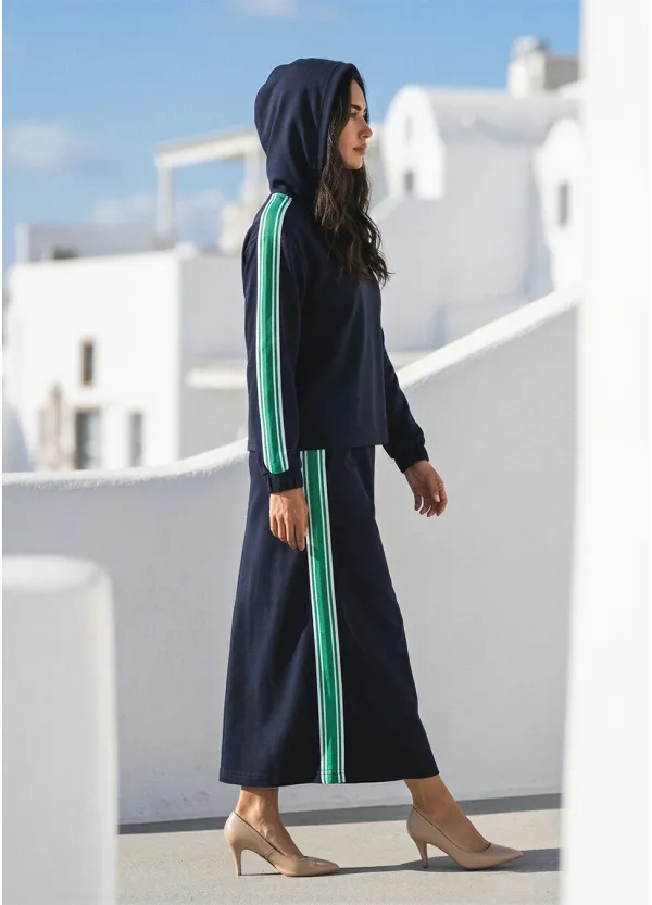 Navy Two-Piece Set with Side Stripe Detail