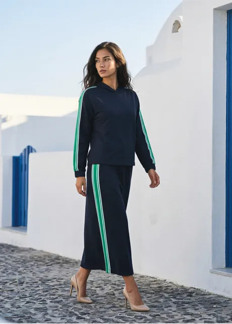 Navy Two-Piece Set with Side Stripe Detail