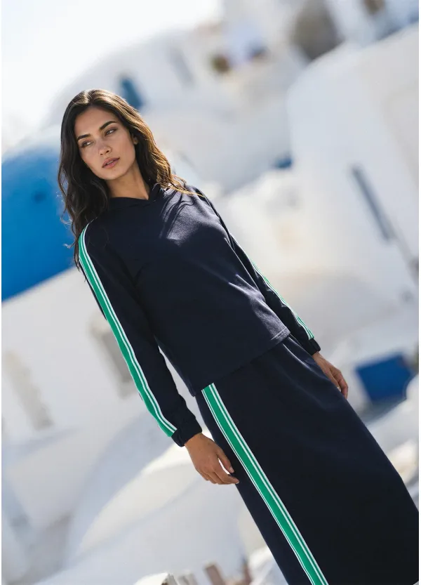 Navy Two-Piece Set with Side Stripe Detail