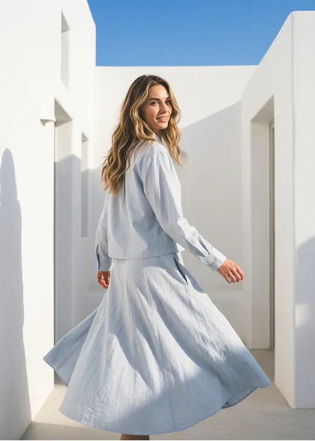 Light Blue Button-Front Matching Set