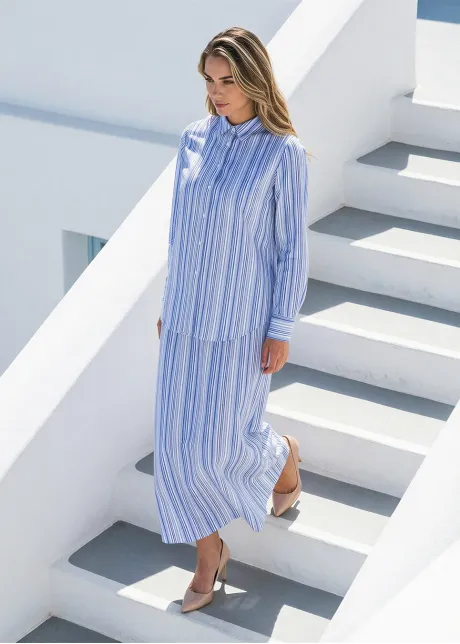 Blue Multi Stripe Blouse and Skirt Set