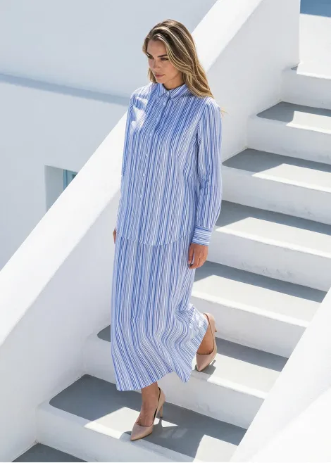 Blue Multi Stripe Blouse and Skirt Set