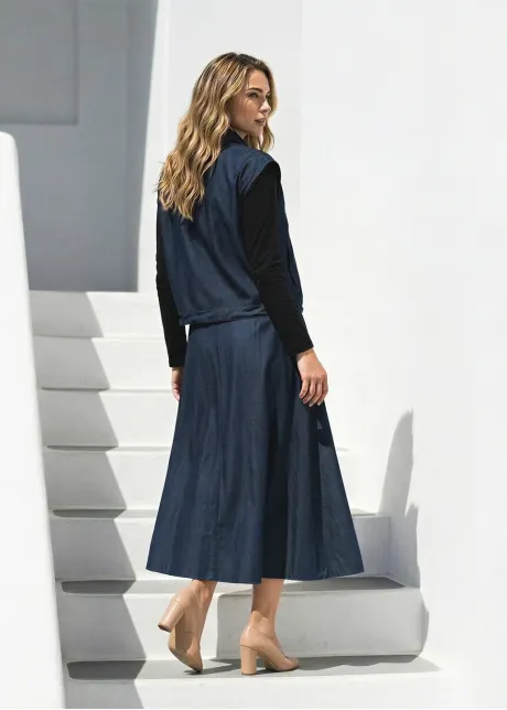 Denim Navy Set with Multi-Skirt Styling