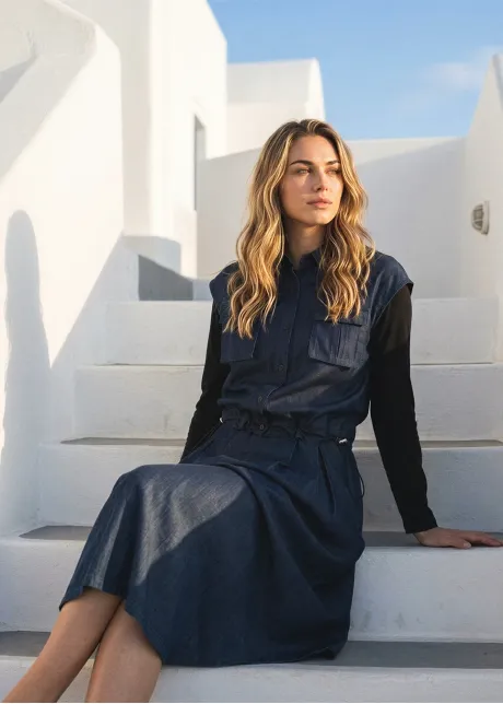 Denim Navy Set with Multi-Skirt Styling