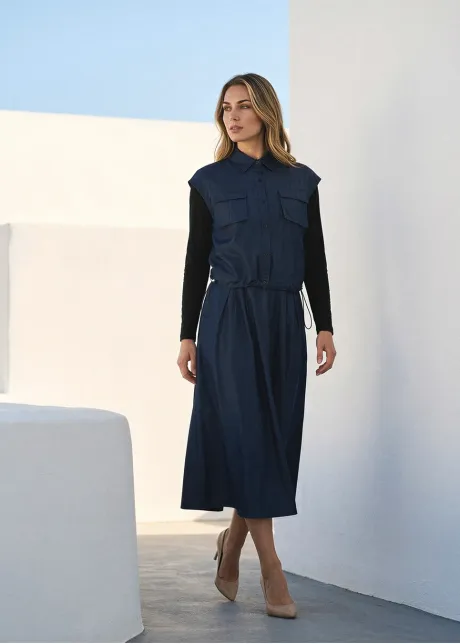 Denim Navy Set with Multi-Skirt Styling