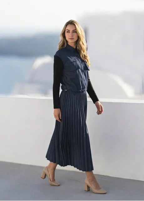 Denim Navy Set with Multi-Skirt Styling