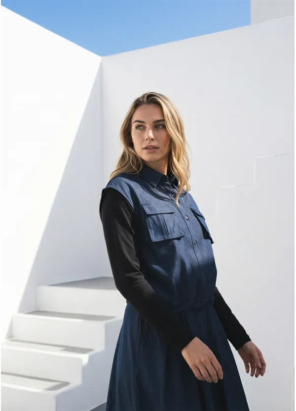 Denim Navy Set with Multi-Skirt Styling