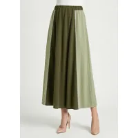 Olive Colorblock Cotton Skirt