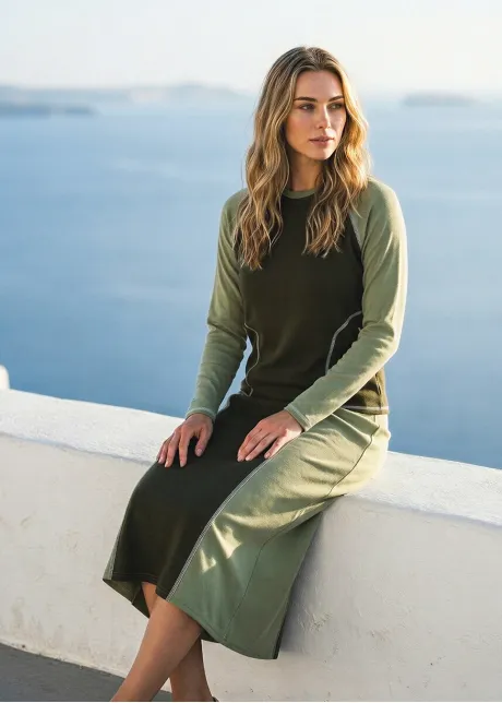 Olive Colorblock Cotton Skirt