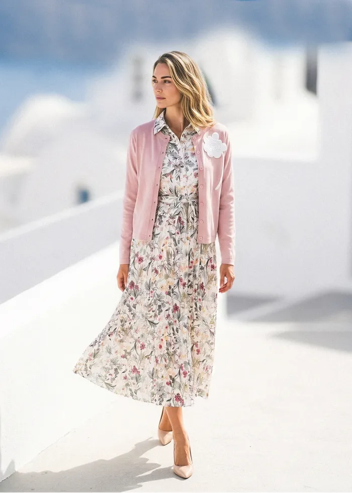 Soft Spring Outfit with Floral Dress