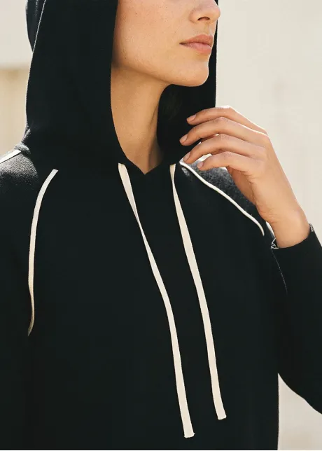 Black Knit Hoodie and Skirt Set