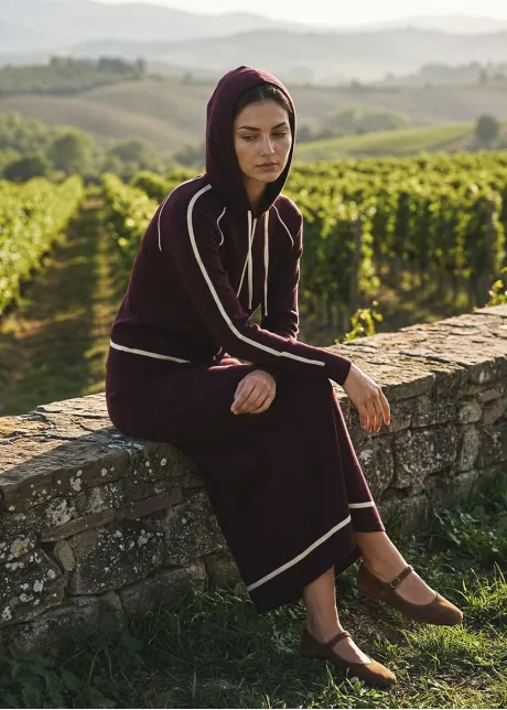 Burgundy Knit Hoodie and Skirt Set