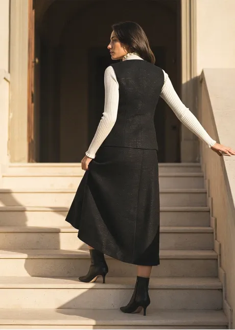 Black Structured Vest and Skirt Set