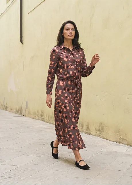 Burgundy Watercolor Floral Blouse and Skirt Set