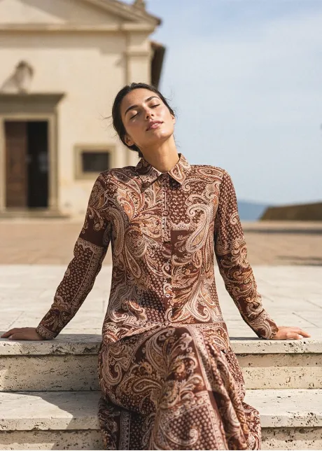 Burgundy Paisley Blouse and Skirt Set