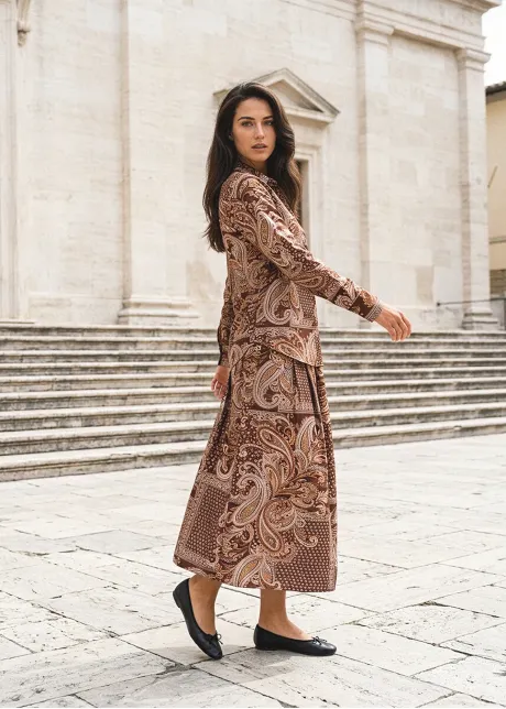 Burgundy Paisley Blouse and Skirt Set
