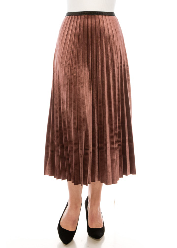 Rose Pleated Suede Midi