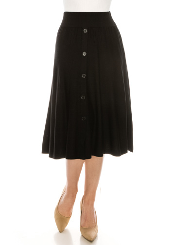 High Waisted Button Front Skirt
