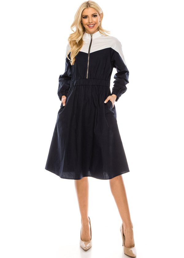 NAVY and White Zip Dress