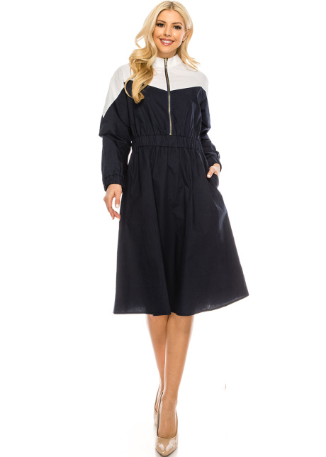 NAVY and White Zip Dress