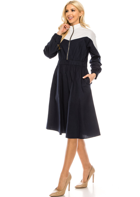 NAVY and White Zip Dress