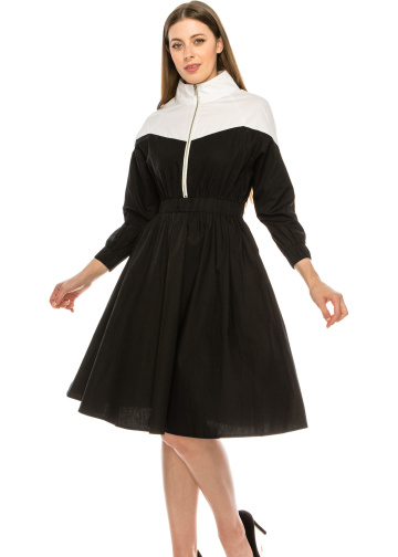 Black and White Zip Dress