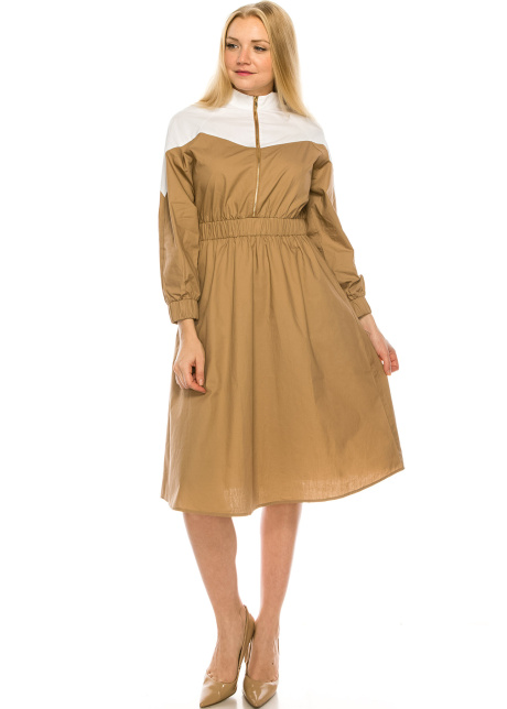 Camel and white Zip dress