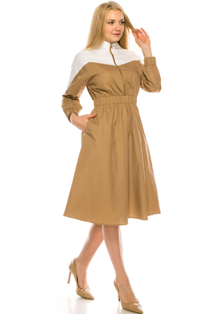 Camel and white Zip dress