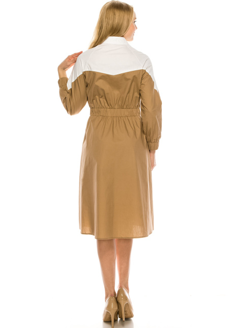Camel and white Zip dress