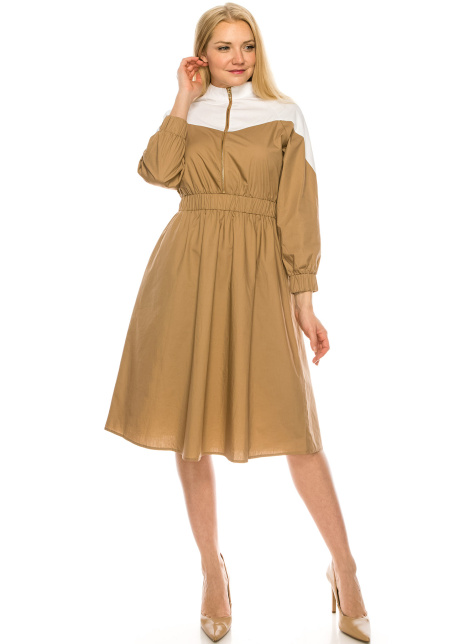 Camel and white Zip dress