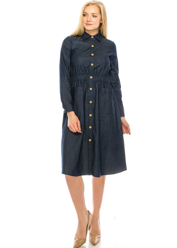 DENIM BUTTON DOWN DRESS