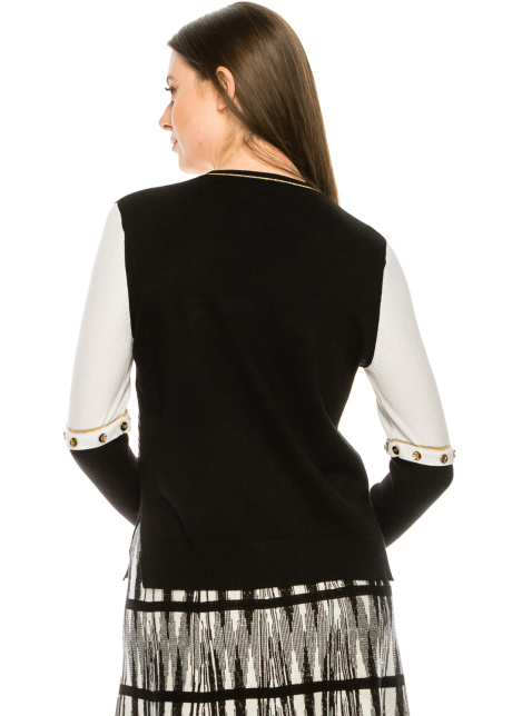 Knit Sweater with Gold Button Details