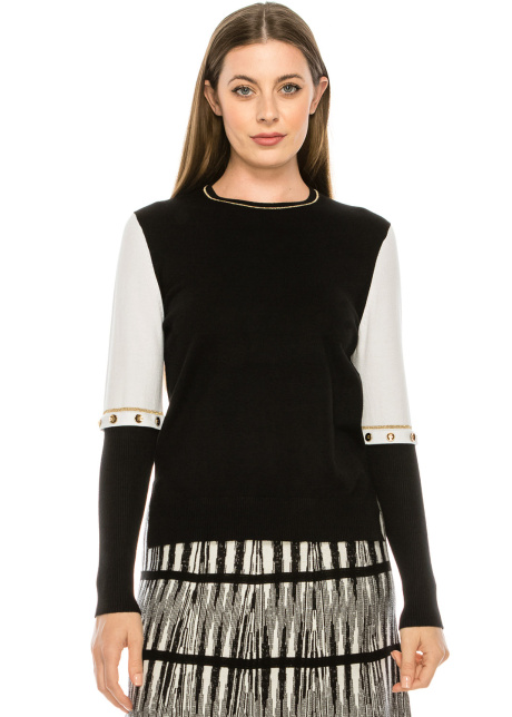 Knit Sweater with Gold Button Details