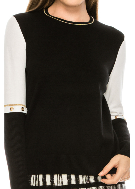 Knit Sweater with Gold Button Details