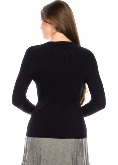Wooden Button Sweater - navy