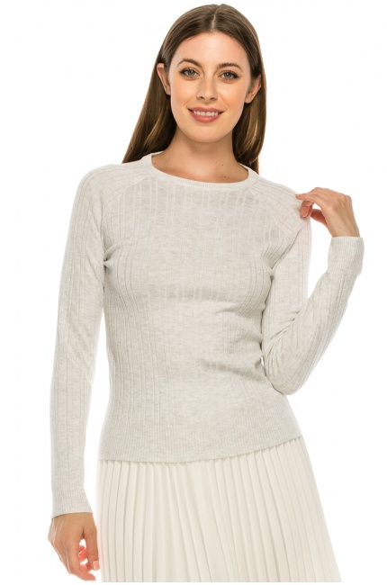 Classic Heather Grey Ribbed Top