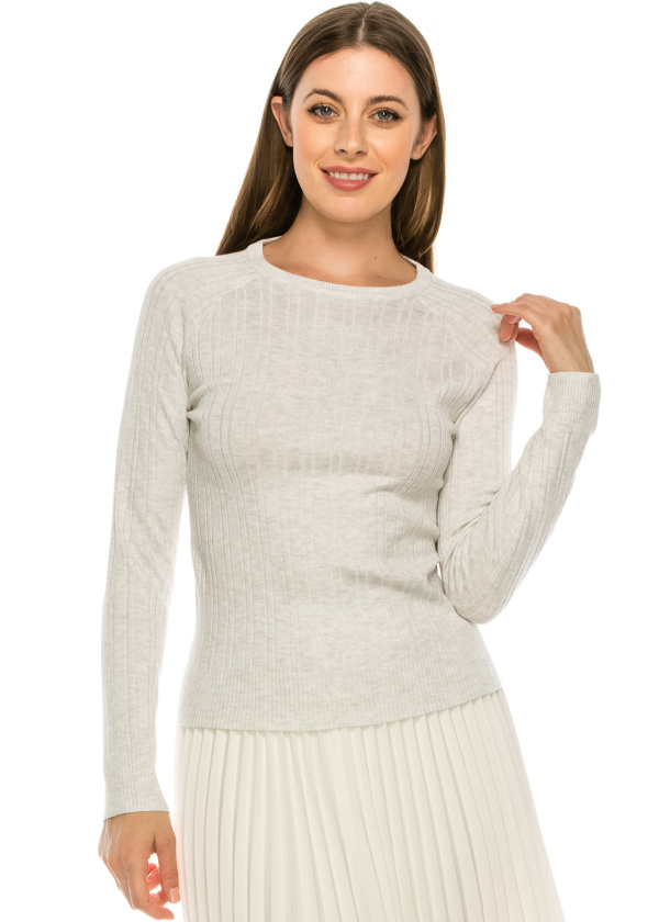Classic Heather Grey Ribbed Top