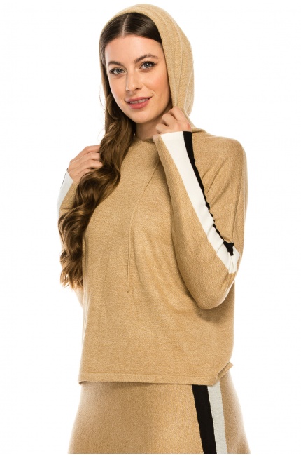 Camel and White Hoodie