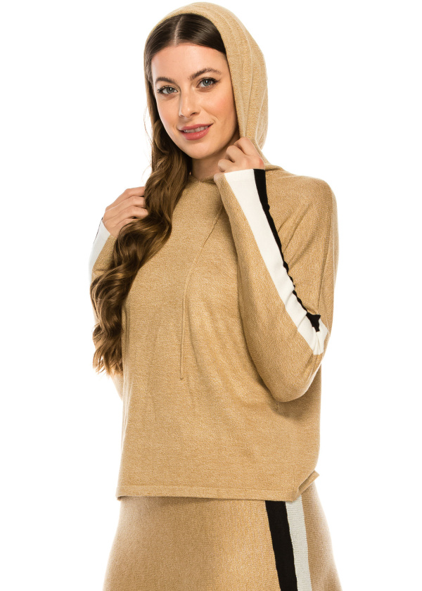 Camel and White Hoodie