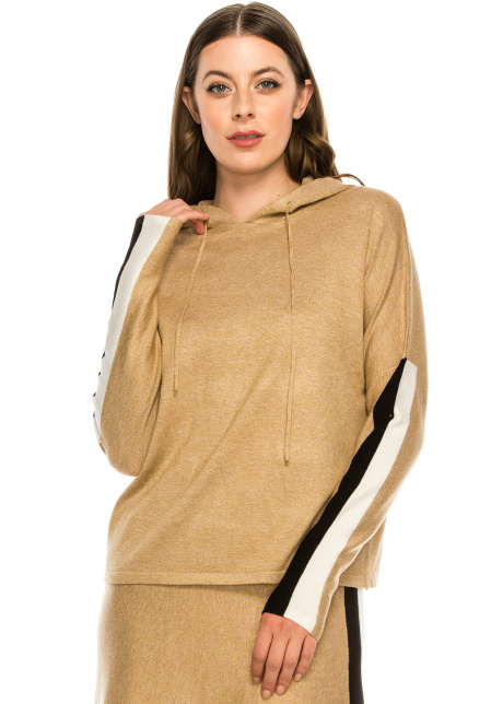 Camel and White Hoodie