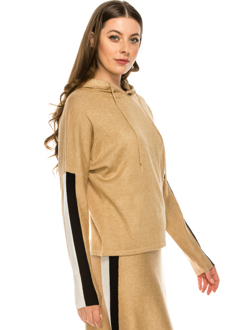 Camel and White Hoodie