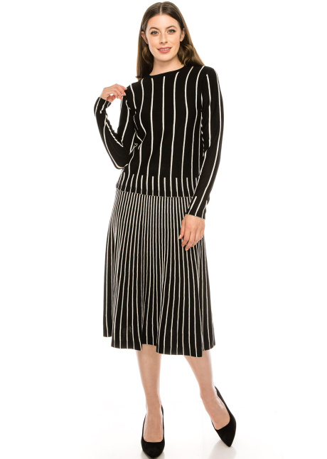 Black and White Striped Skirt
