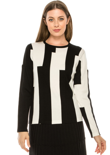 Thick Striped Black and White Top