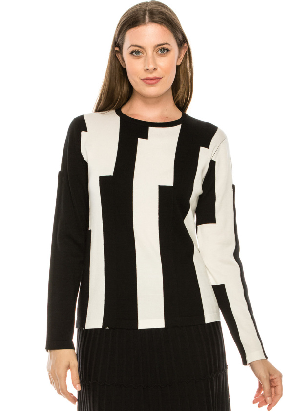 Thick Striped Black and White Top