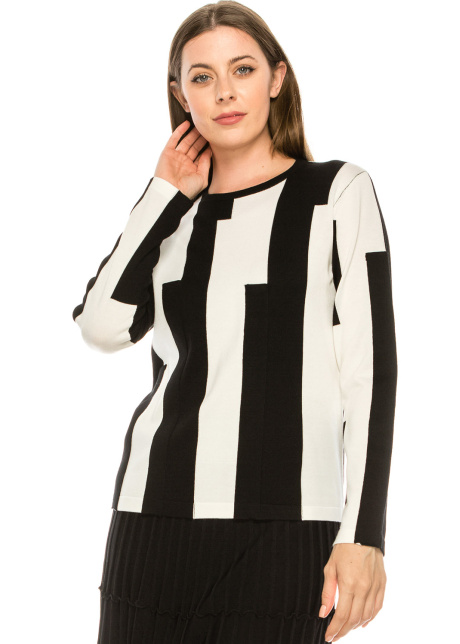 Thick Striped Black and White Top