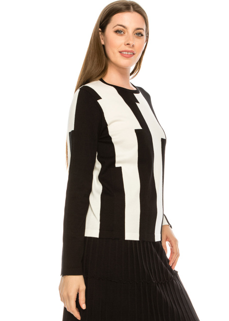 Thick Striped Black and White Top