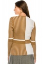 Camel Ribbed Color Block Striped Top