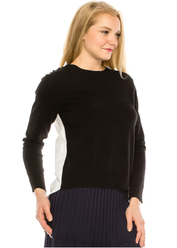 Half and Half Top Black and White