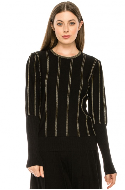 Knit top with Gold Piping
