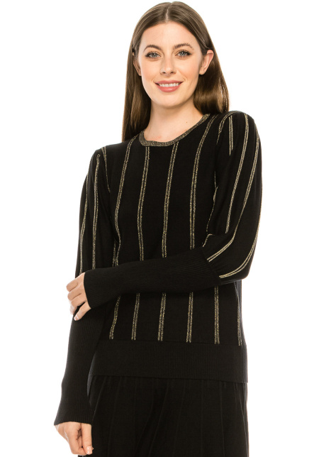 Knit top with Gold Piping